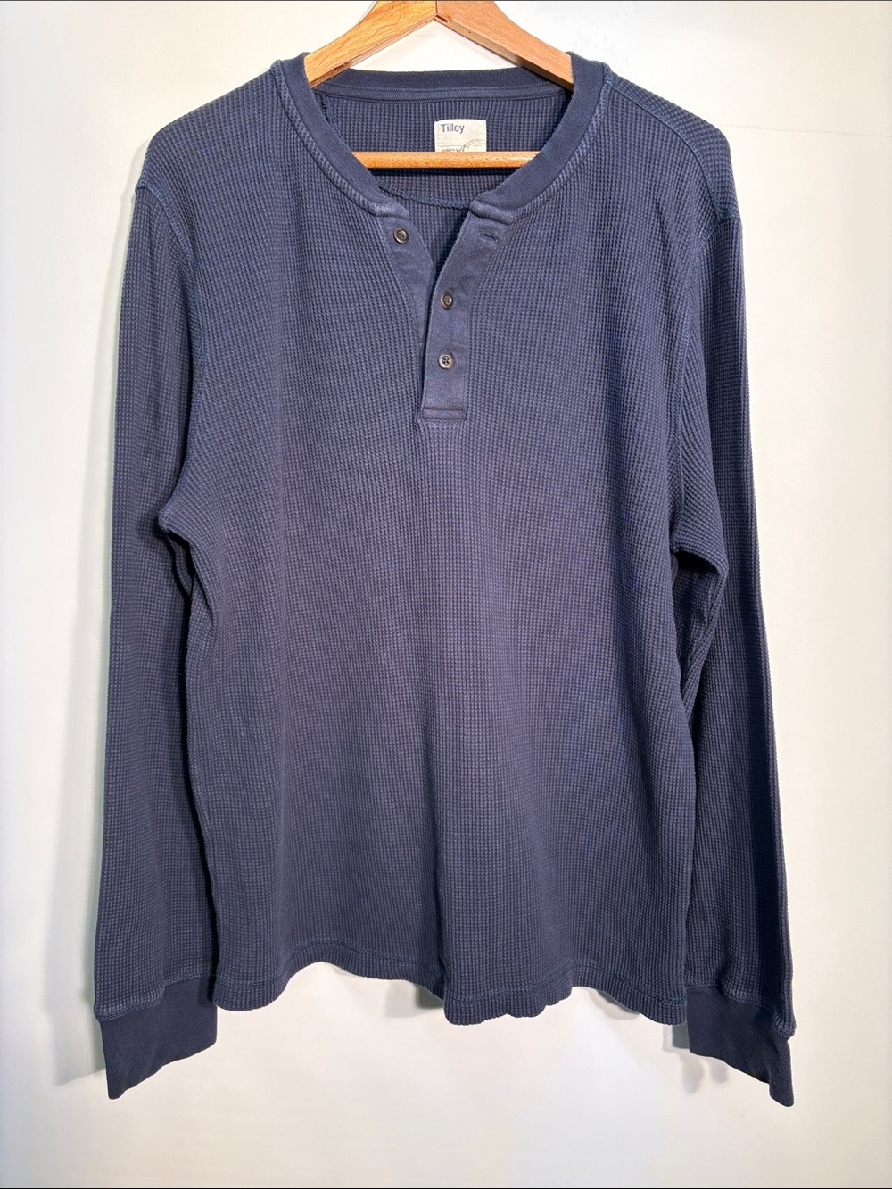 Tilley Men's Long-Sleeve Navy Waffle Henley